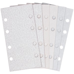 Set 6 pz. strisce abrasive (K240, K320, K400) per levigatrice orbitale, 93x180mm, ideale per vernice.