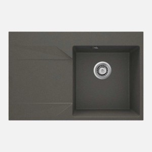 Lavello 1 vasca gocciolatoio sinistra Banes sifone 500x195 mm antracite met