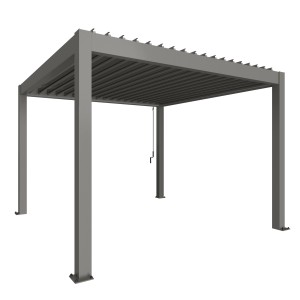 Pergola Biohort, 255x367,5 cm, grigio quarzo metallizzato, copertura per terrazzi a lamelle.