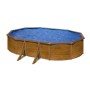 Piscina Gre Pool Pacific ovale fuori terra effetto legno. Piscina in acciaio marrone 500x300x120 cm con liner blu.
