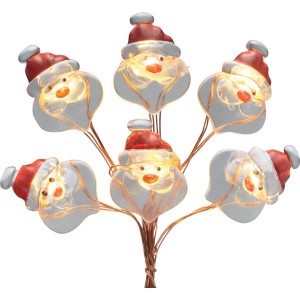 Catena luminosa LED con motivi di Babbo Natale, 10 LED bianco caldo, lunghezza 120 cm, per decorazioni natalizie suggestive.