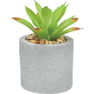 Succulenta artificiale in vaso grigio per decorazioni da giardino.