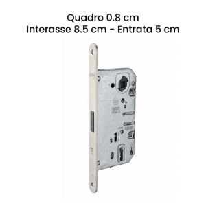 Serratura magnetica cilindro interasse 85 mm entrata 50 mm nichelata