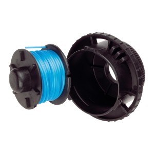 Bobina di ricambio LUX T 137 con filo blu e alloggiamento nero per tagliaerba.