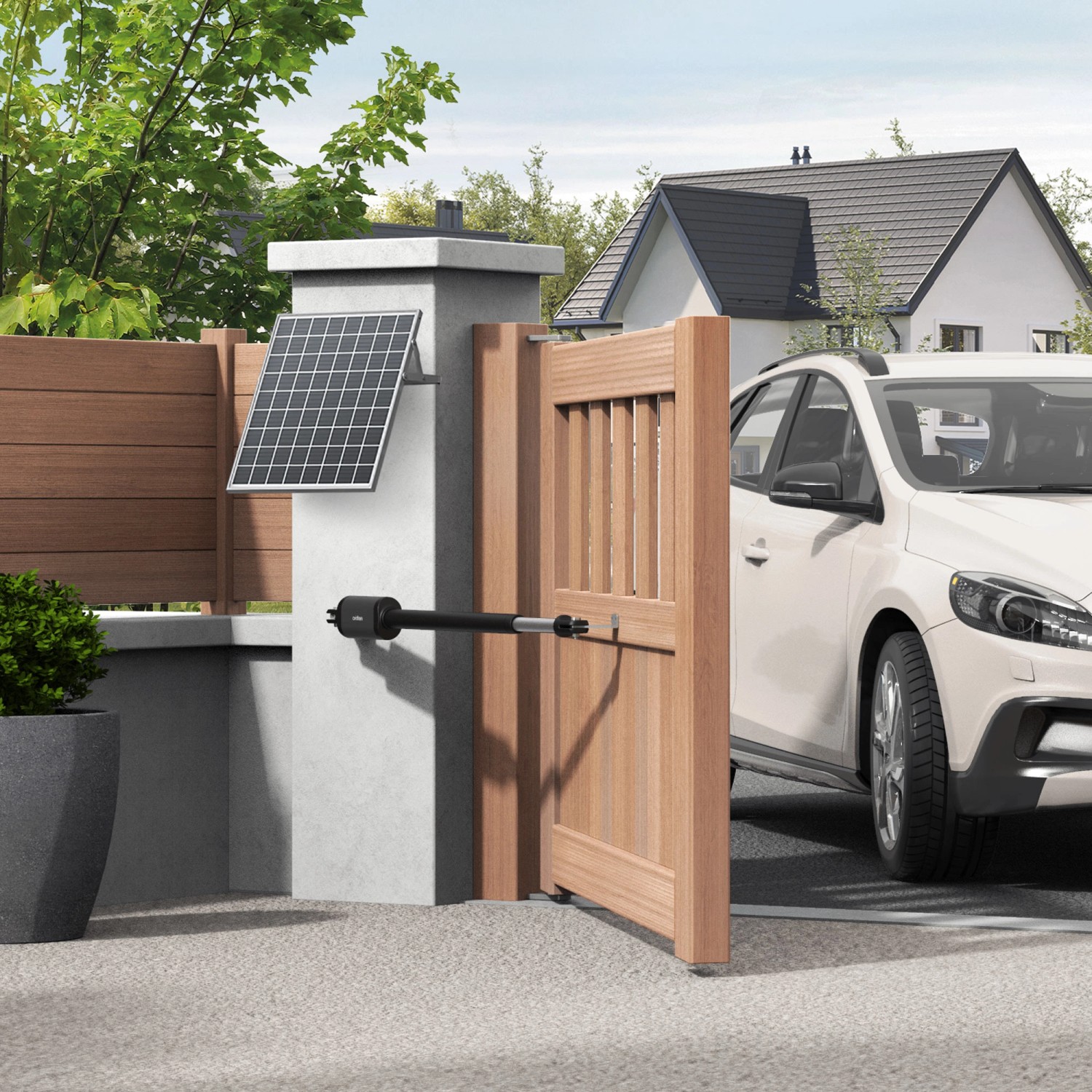 Automazione per cancelli t.b.t. con pannello solare per garage.