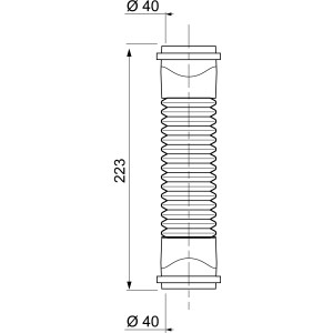 Disegno tecnico di un tubo Manicotti HT con dimensioni (Ø 40, lunghezza 223).