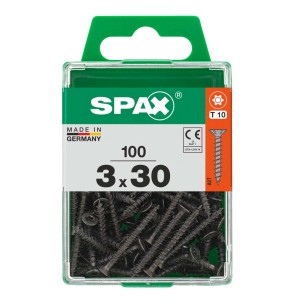 Viti SPAX 3x30 mm, 100 pezzi, per fissaggio universale.