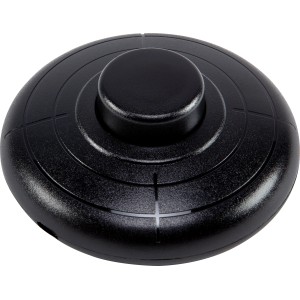 Interruttore a pedale a bilanciere nero rotondo per installazioni di lampade.