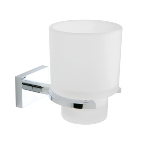 t.b.t. Porta spazzolino, montaggio a parete, cromo/vetro opaco