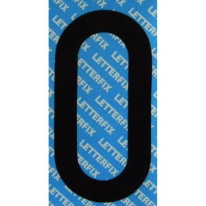 Cifra nera "0" della serie t.b.t. Targhe su sfondo blu.