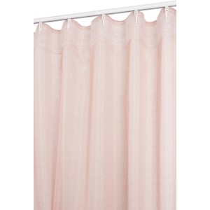 Tenda in tessuto rosa con nastro arricciatenda per binario.