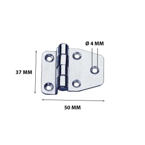 Cerniera t.b.t. in acciaio inox per barche, dimensioni: 37 x 50 mm.