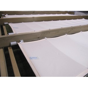 Tenda da sole Floracord color avorio chiaro, 220x88 cm, con ganci e fermi per una protezione solare flessibile.