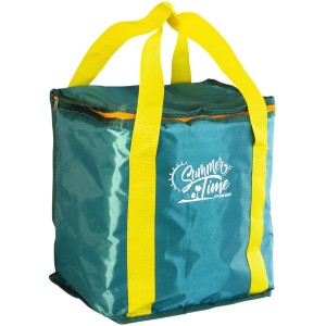 t.b.t. Borsa frigo per attrezzatura da campeggio con manici gialli e stampa "Summer Time".