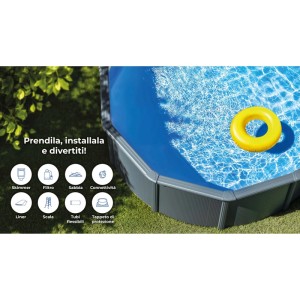 Piscina fuori terra ovale in acciaio antracite Gre 610x375 H 132 cm