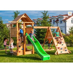 Gioco da giardino Fortress con scivolo e altalena 560x445xh305 cm