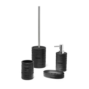 Portaspazzolini bagno Helen in resina nero