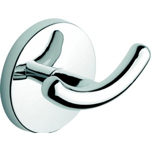 Doppio gancio a muro cromato per bagno e cucina.