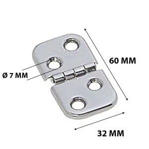 Cerniera t.b.t. per barca, in acciaio inox lucidato, dimensioni: 60 x 32 mm.