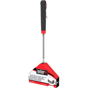 Spazzola per griglia Weber a 3 lati, 46 cm, nero-rosso, per pulire le griglie.