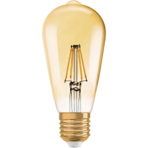 Lampadina a filamento LED Osram E27, 4W, luce bianca calda.