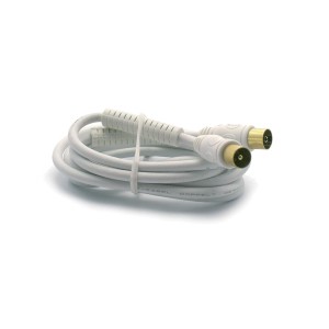 Cavo antenna bianco con connettori placcati oro per accessori video.