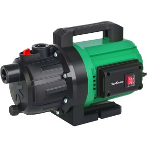 Elettropompa t.b.t. verde e nera con maniglia.