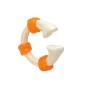 Gioco da masticare per cani t.b.t., forma osso, bianco e arancione.