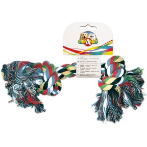 Corda in cotone multicolore per cani, resistente per giochi di tiro e riporto.