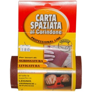 Rotolo di carta vetrata grana 180 per legno, vernice e stucco.
