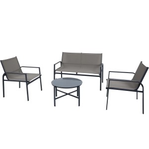 Salotto da giardino Tapena in acciaio textilene tortora 4 posti