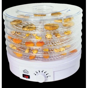 t.b.t. Essiccatore per alimenti con più livelli e diversi tipi di frutta secca.