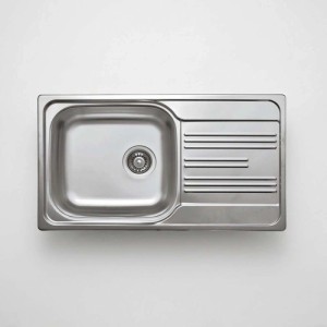 Lavello 1 vasca rettangolare gocciolatoio  Jobabo 435x160 mm acciaio inox