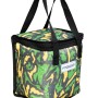 t.b.t. Borsa frigo da campeggio con motivo mimetico verde e manici neri.