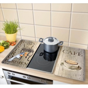 Set di 2 copripiano cottura universali Bistro Wenko con motivi bistro e caffè.