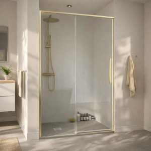 Porta doccia scorrevole Slim 148-150x200 cm oro spazzolato