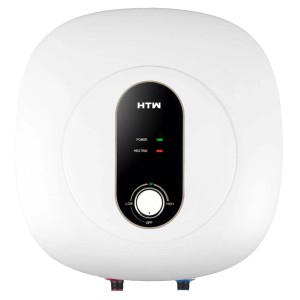 Scaldabagno t.b.t. bianco con controllo della temperatura e spie luminose.