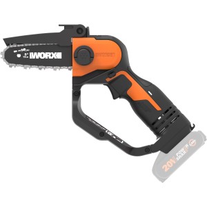 Motosega a batteria Worx WG324E.9, 20V, potatore a una mano in nero e arancio. Ideale per la potatura.