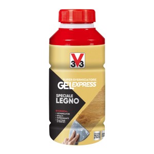Flacone di t.b.t. sverniciatore per legno Gel Express, con tappo rosso.