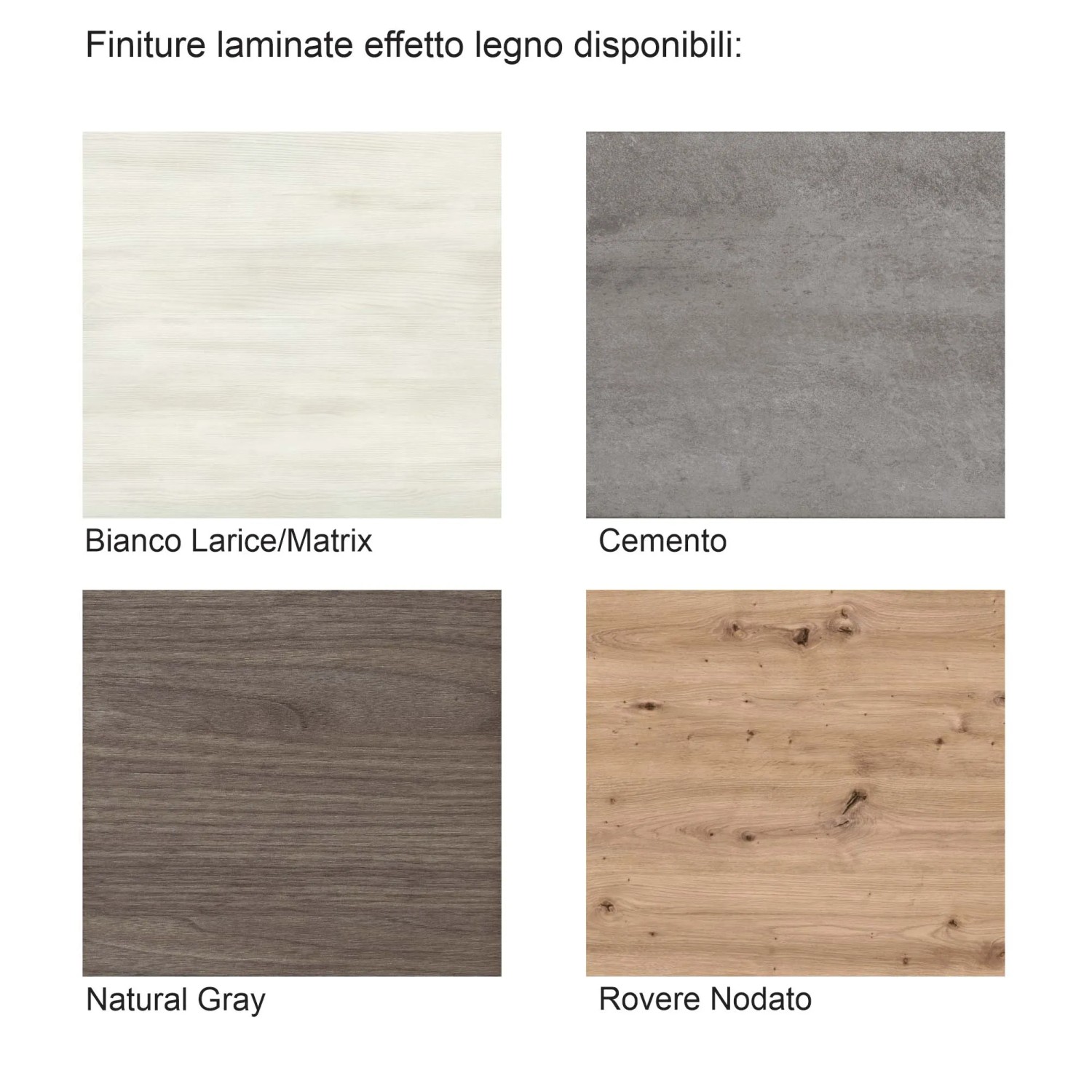 Decorazioni per mobili bagno: Effetto legno in bianco, grigio, cemento e rovere.