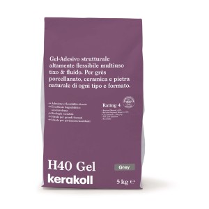 Kerakoll H40 Gel adesivo per piastrelle, adesivo strutturale grigio in sacco da 5 kg.