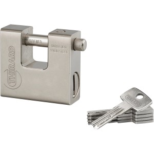 Lucchetto Thirard in acciaio temprato con chiavi.