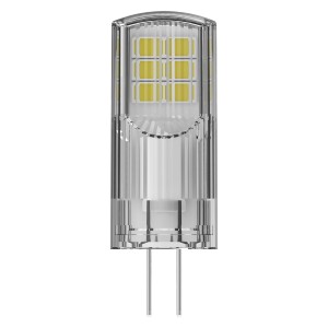 Lampadina LED G4 t.b.t., involucro in plastica trasparente, attacco a pin.
