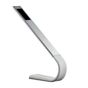 Moderna lampada da scrivania t.b.t. in argento con pannello LED.