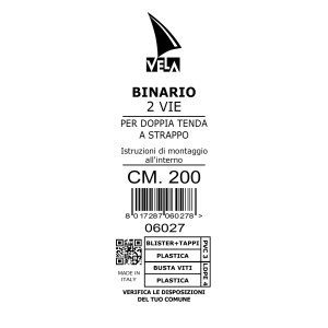 Binario 2 vie bianco a strappo 200 cm