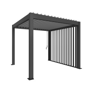 Pannello laterale a lamelle Biohort in grigio scuro metallizzato per pergola, protezione laterale da vento e intemperie.
