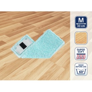 Panno di ricambio Leifheit Clean Twist M Ergo super soft, turchese, per pavimenti delicati. Larghezza 33 cm.