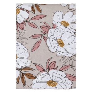 t.b.t. tovaglia con motivo floreale in bianco, rosa e marrone.