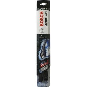 Spazzola tergicristallo Bosch Aerotwin AP380U nella confezione, lunghezza 380 mm.