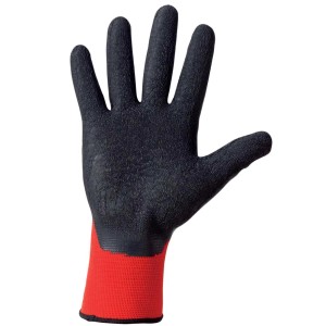 Guanto da lavoro nero t.b.t. con polsino rosso per una protezione ottimale durante il lavoro.